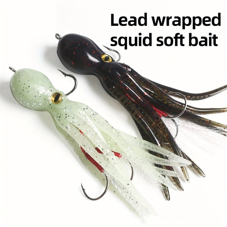 3PC Durable Fishing Lures Jigs For Sea Bass Octopus Soft Lures, Heavy Duty Salmon, Trout Lead