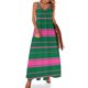 thumbnail image 1 of Vestido sin mangas con rayas de tumbona en verde bosque y rosa Vestido de falda de verano para mujer Vestido elegante de lujo lindo, 1 of 7