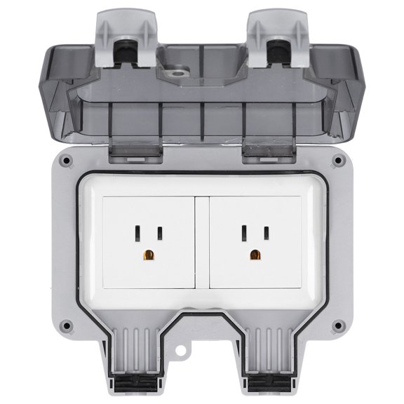 Matsuzay 15A IP66 Impermeable al aire libre Enchufe doble Toma de corriente eléctrica Práctico enchufe doble Caja de adaptador de corriente conmutada Electrodomésticos Matsuzay HA019934-00