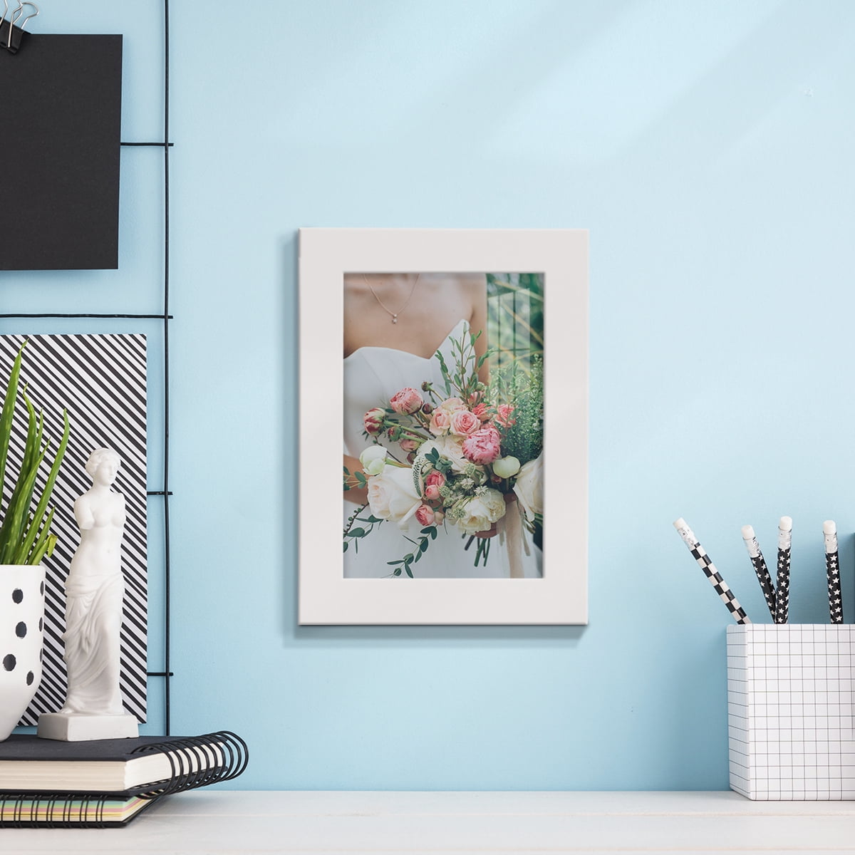 Modern Real Wood 5x7 inch Picture Frame in White