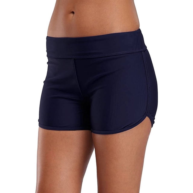 Bañador deportivo para mujer, pantalones cortos de tabla lisos, parte inferior de baño
