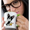 thumbnail image 2 of 3drose, Funny Cute Boston Terrier Puppy Dog with Rubber Chicken Toy, 11oz Two-tone Green Mug, 2 of 6