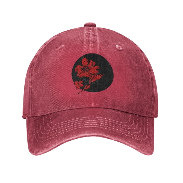 ZICANCN Graffiti Casquette de Baseball Ajustable Fleurs Rouges Femmes, Chapeaux pour Hommes Adulte Coton Denim Lavé Casquettes de Baseball Mode Rouge