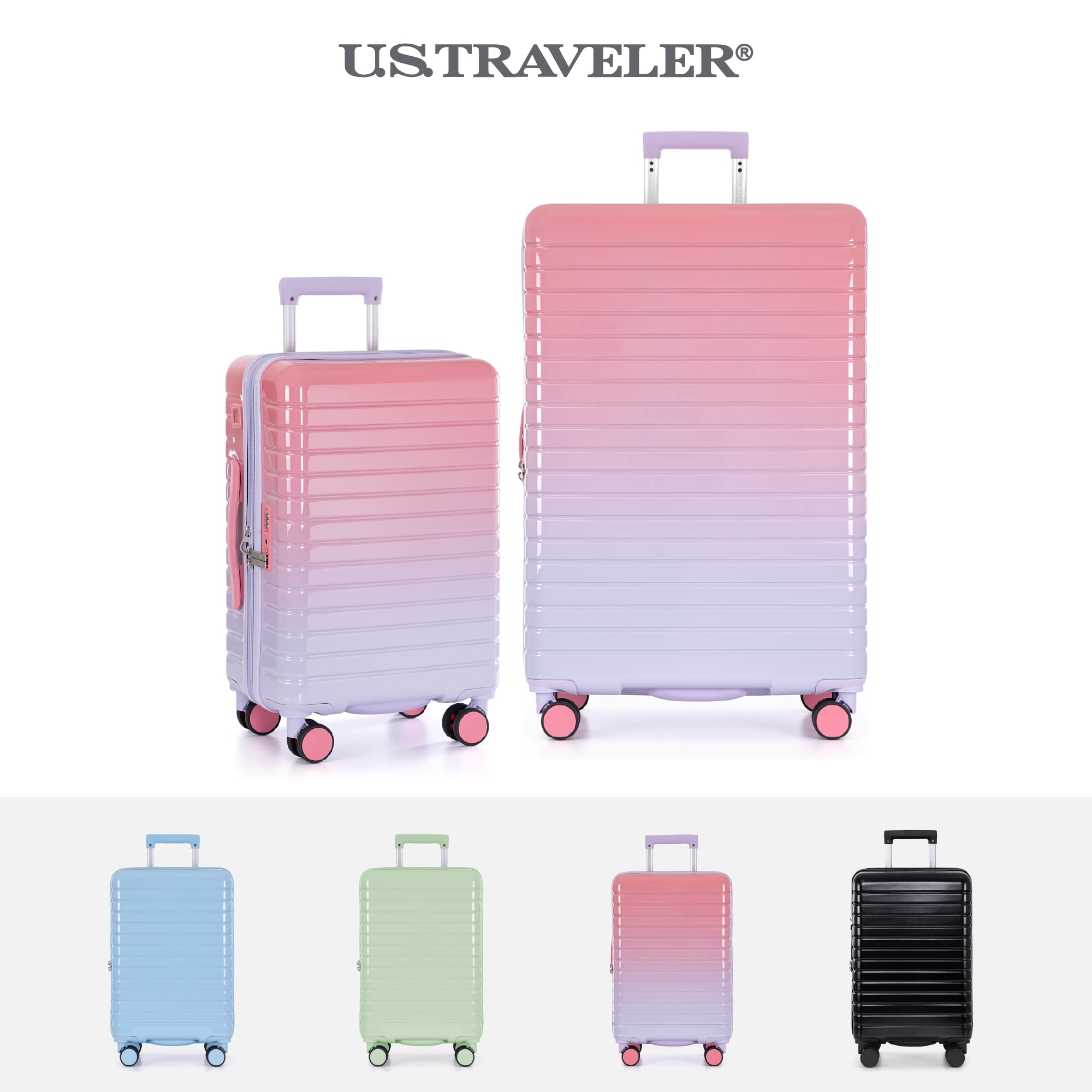 U.S. Traveler Citrine Hardside Spinner Luggage, Ombre, 30" Checked Large