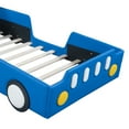 thumbnail image 6 of Twin Size Race Car-Shaped Platform Bed with Wheels, Blue, 6 of 9