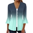 thumbnail image 2 of Sakmal Lightweight Coats for Women Plus Size Casual Long Sleeve Sleeve Green Cardigan Loose Fit Gradient Flowy Ladies Coat, 2 of 5