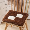 thumbnail image 3 of Nvzi Cojín de silla cuadrado suave con lazos, cojín de asiento de piel sintética a cuadros con funda extraíble, cojín largo de felpa para sillas de comedor de interior (gris, 16" x 16"), 3 of 3