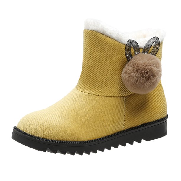 NECHOLOGY Botas Mujer Adulto Femenino Zapatos Botines para mujer Botas de nieve de fondo informales de felpa cálida de ante de color sólido a la moda para mujer (Yellow, 8)