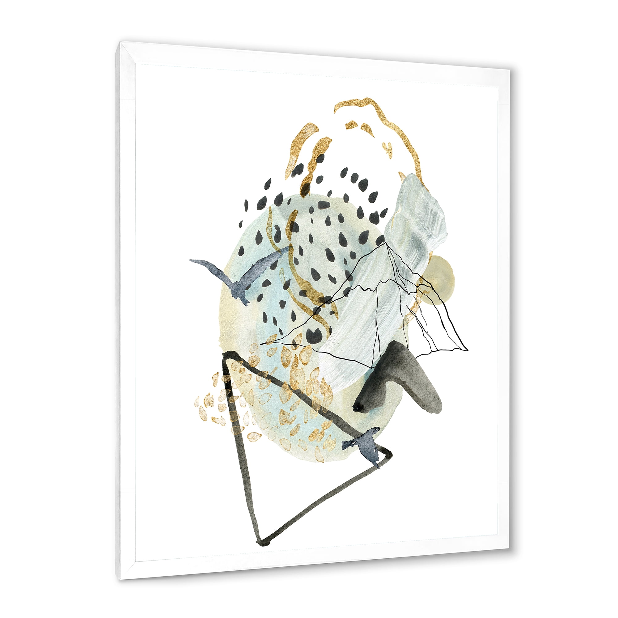 Designart 'Mountain Bird With Gouache Of Abstract Landscape' Modern Framed Art Print