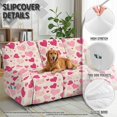thumbnail image 5 of COEQINE Stretch Recliner Cover Universal 8 Pieces Recliner Sofa Cover Stay in Place 3 Seater Furniture Protector Home Decor for Pets, Dogs for Valentines Day Decor, Kids, Pink Heart Beige, 5 of 8