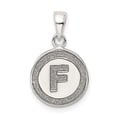 thumbnail image 3 of 925 Sterling Silver Glitter Enamel Letter F Circle Shaped Pendant, 3 of 5