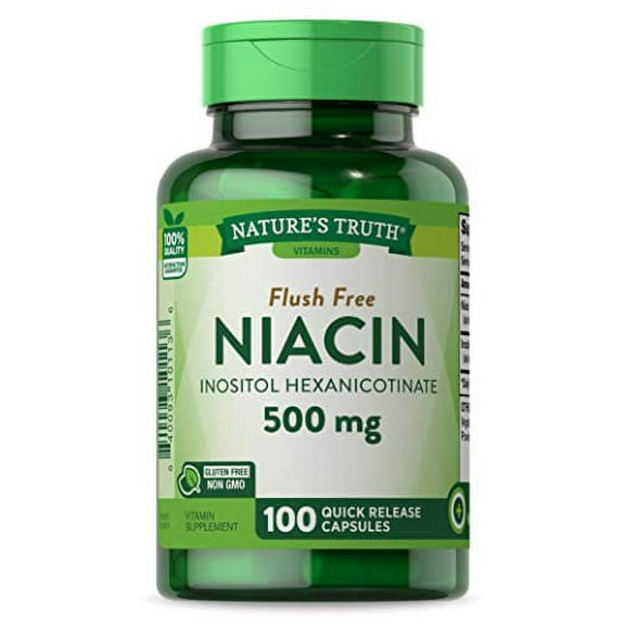 Nature's Truth Niacin 500 mg Flush Free Capsules, 100 Count