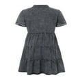 thumbnail image 4 of Robe en Denim pour Femmes Décontractée à Manches Courtes, Boutonnée, Smockée, à Volants, Style Babydoll, Robe en Jean, 4 of 6
