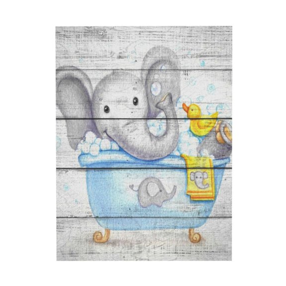 WFSposter Funny Elephant Bathroom Wall Art Elephant Bathroom Pictures Wall Decor Elephant in Bathtub Canvas Painting Print for Wall Farmhouse Animal Bathroom Wall Decor Artwork
