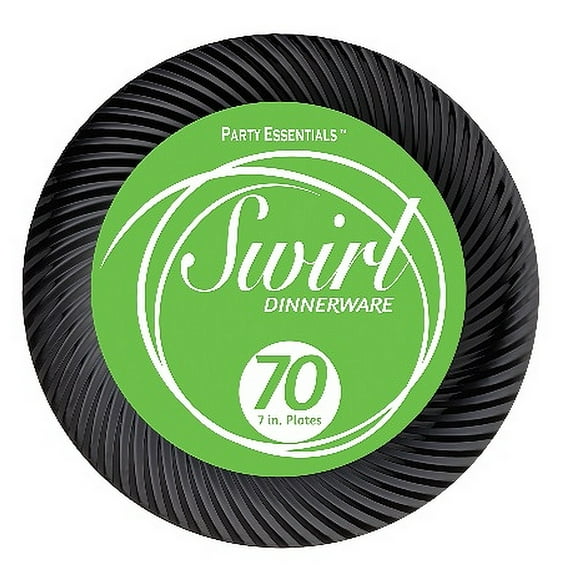 1 - Party Essentials 7" Swirl Plates - Black 70 Ct.