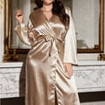 thumbnail image 4 of JUSLIO House Dresses for Women Solid Nightgown Sleep Dress Long Sleeve Loungewear Classic Collar Robes Silk Pajama Plus Size Sleepwear, 4 of 4