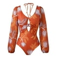 thumbnail image 2 of uublik Swimsuit Women Full Coffee Athletic Training Swimsuit Long Sleeve Rashguard, 2 of 6