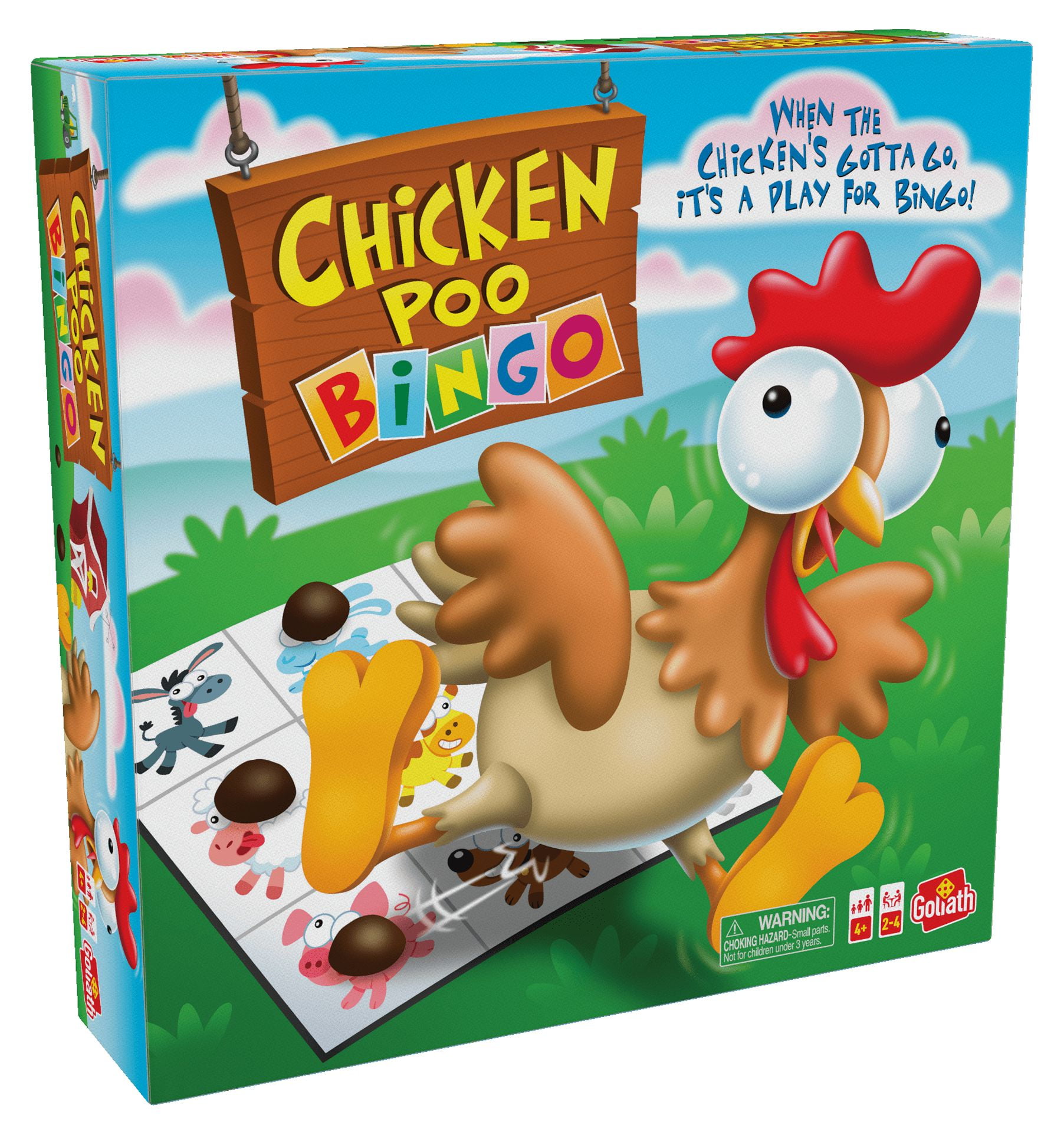Goliath Chicken Poo Bingo Game - Wind-up Novelty Chicken Drops Poos on Bingo Game Board for Children Ages 4 and Up