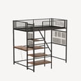 thumbnail image 5 of Twin Sized Loft Metal Bed With Black For Bedroom And Dormitory, With Built-In Charging Station And Led Lighting, 5 of 9