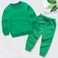 thumbnail image 3 of Caqnni Baby Boy Winter Clothes Long Sleeve Crewneck Solid Color Sweatshirt + Sweatpants Toddler Fall Outfits Sweatshirt Pullover Tops Jogger Pants (8-9 Years,Green), 3 of 3