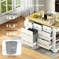 thumbnail image 5 of Euroco Kitchen Island with Charging Station, 6 Drawers, Drop Leaf, Trash Cabinet, and Open Shelves, 5 of 9