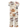 thumbnail image 4 of Tnhcen Halloween Party Women's Halloween Pajama Set Short Sleeve Button Front Top & Capri Pants 2 Piece Loungewear Soft Stretch Plus Size S-3XL Sleepwear, 4 of 6