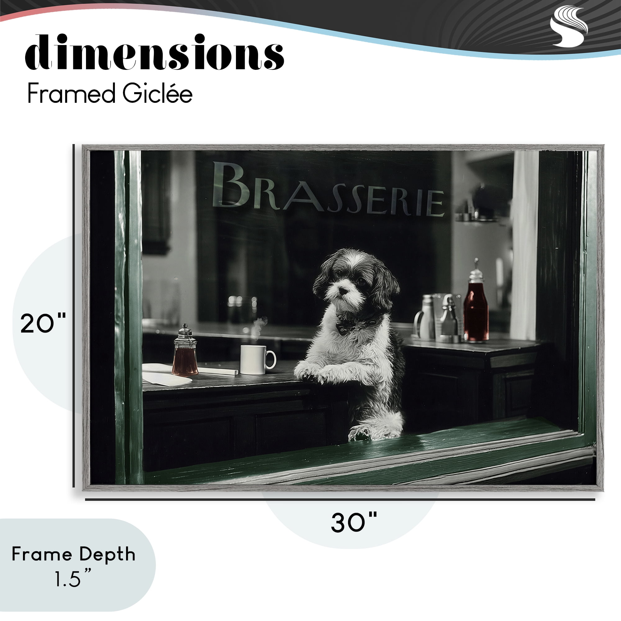 Stupell Industries Brasserie Vintage Dog in Window Gray Framed Giclee Art, design by Annabelle Hall