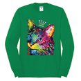 thumbnail image 2 of Wild Bobby Dean Russo Cat Wearing a Crown Thinking Cat Crowned Cat Lover Men Long Sleeve Shirt, Kelly, 3X-Large, 2 of 5