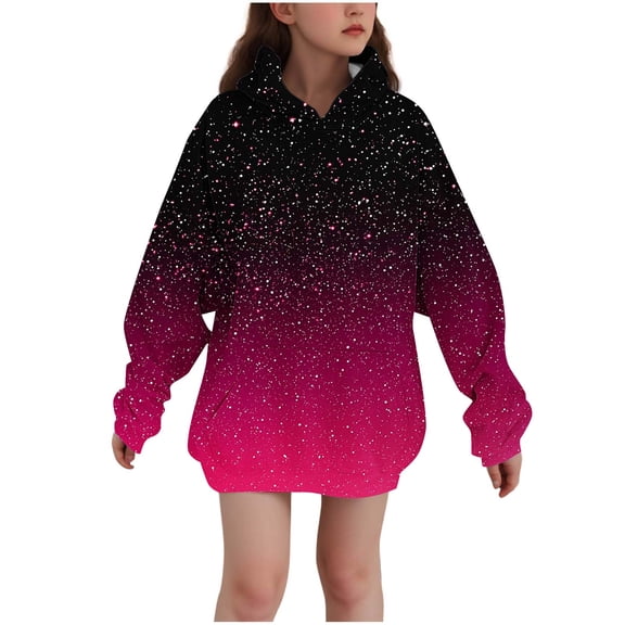 zbxnLI Kid's Hoodies Sweatshirts Long Sleeve Tops Fall Winter Casual Loose Oversized Sweatshirt 2-13 Years