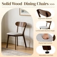 thumbnail image 4 of Dining Chairs, Set of 2 Solid Wood with Upholstered Cushion, Curved Backrest and Adjustable Foot Pads, Mid Century Design for Dining Room, Walnut with Gray Cushion, 4 of 11