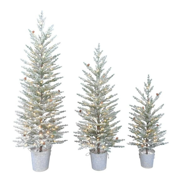 Árboles con Luces Holiday Time De Porche Pre-iluminados con Ramas de PE y Copos de Nieve y Luces LED