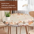 thumbnail image 4 of Orange Pumpkins Fall Round Tablecloth, Fitted Table Cover with Elastic for 36"-44" Round Tables, Thanksgiving Flowers Autumn Leaves Table Cloth Outdoor Indoor Dinning Party Waterproof Tablecloths, 4 of 7