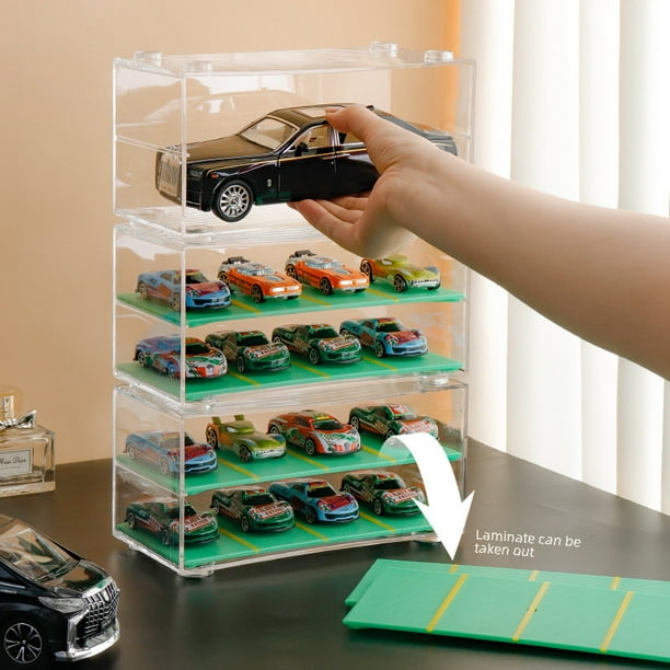 Caja de almacenamiento de Hot Wheels, modelo de estacionamiento, garaje, escena, caja de almacenamiento de autos de juguete para niños, organización de exhibición