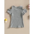 thumbnail image 3 of xiaxaixu Kid Shirts, Manches Courtes Col Rond Tricot Rue Partie Occasionnel Découper Printemps Été Tops pour les Filles, 3 of 8