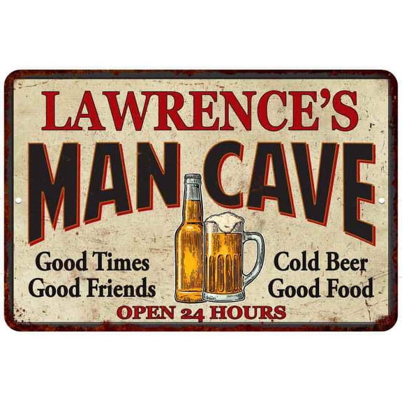 LAWRENCE'S Man Cave Metal Sign Wall Decor Gift 8x12 208120011066