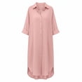 thumbnail image 5 of Bxsruta Womens Button Down Shirt Dress Casual Long Sleeve Collared Midi Dresses Beach Cover Up, 5 of 6