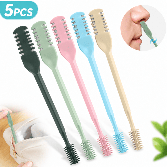 Emlimny 5Pcs 2-in-1 Nasal Hair Cutter, Double Sided Nose Hair Cutter, Portable 360° Rotating Manual Nose Hair Trimmer for Men and Women, Colorful