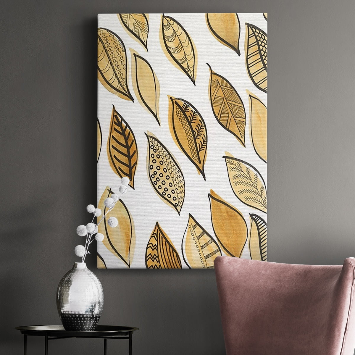 Patterned Leaf Shapes II Premium Gallery Wrapped Canvas - Ready to Hang