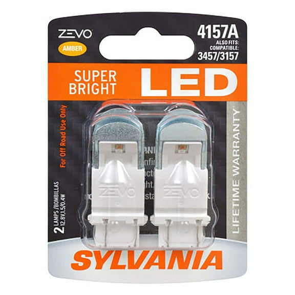Sylvania Zevo 4157 Amber LED Bright Interior Exterior Mini Light Bulb, 2 Pack