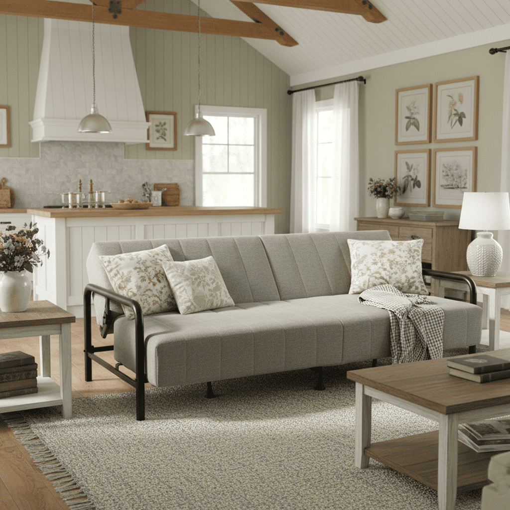 Homy Casa 3-Seat Sofa Bed with Independent Spring Seat & Adjustable Backrest, 600 lbs Capacity