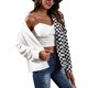 thumbnail image 1 of Camisa de mujer Blusa Traje Cuello Poliéster Bloques de color Manga larga Blusa de mujer Tops para el trabajo Fiesta diaria Cuadrícula de tablero de ajedrez M, 1 of 8