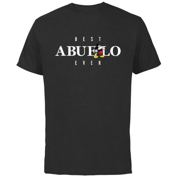 Disney Mickey Mouse Thumbs Up Best Abuelo Ever Día del Padre - Short Sleeve Cotton T-Shirt for Adults - Customized-Black