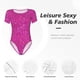 thumbnail image 4 of Fotbe Rose Red Glitter Body de Mujer con Cuello Redondo y Mangas Cortas, Sin Mangas Ajustado, Suave, Cómodo y Básico-Small, 4 of 7