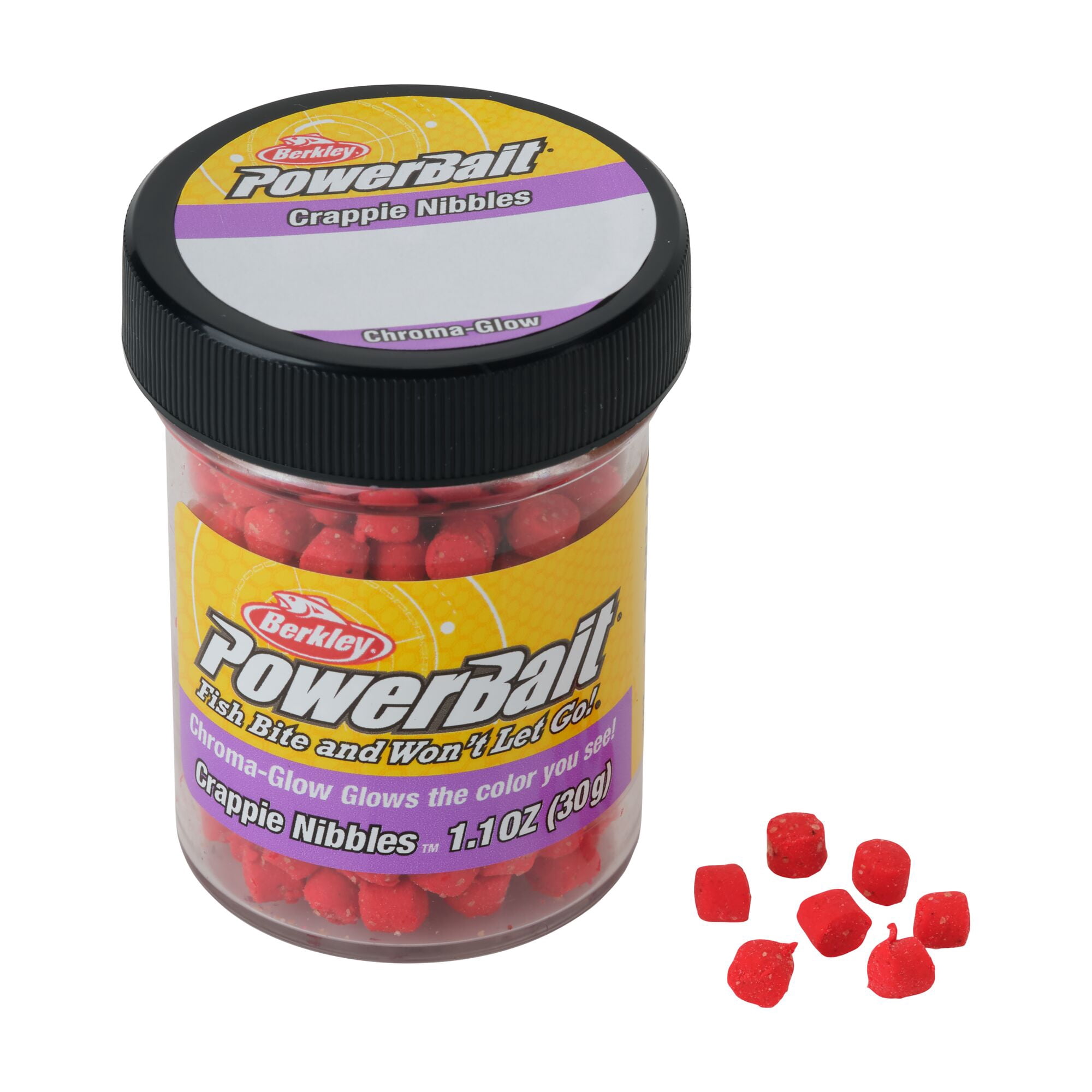 Berkley PowerBait® Chroma-Glow Crappie Nibbles, Nibbles, Glow Red (1-count)