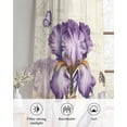 thumbnail image 6 of Purple Iris Sheer Curtains 45 Inch Length 2 Panels Set for Living Room/Bedroom, Spring Vintage Butterfly Leaves Flowers Beige Kitchen Curtains Grommet Semi-Sheer Curtains Window Treatments 42"x45"x2, 6 of 7