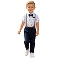 thumbnail image 3 of mgoYE Toddler Baby Boy Clothes Suit Gentleman Wedding Outfits 18 24 Month 3t 4t 5t, Formal Dress Shirt with Bowtie + Suspender Pants Size 4-5Y, 3 of 9