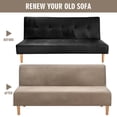 thumbnail image 6 of LiveGo Stretch Velvet Futon Cover Armless Sofa Covers Thick Sofa Bed Slipcover Protector, Camel, 6 of 8