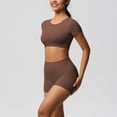 thumbnail image 4 of Trending Back to School Two Piece Sets for Women Summer Shorts Y2k Women V-Neck Splicing Short-Sleeved Solid Color Shorts Suit, 4 of 6