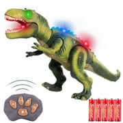 FiGoal Remote Control Dinosaur with LED Lights, Walking, and Roaring Sound, T-Rex Dinosaur Toy with LED Light Up for Kids and Toddlers 3 to 12 Years Old Boys and Girls