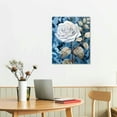 thumbnail image 2 of JEUXUS  Rose Flower Picture Canvas Wall Art White Floral Blue Theme for Living Room Bedroom Decor with Framed Ready to Hang, 2 of 4